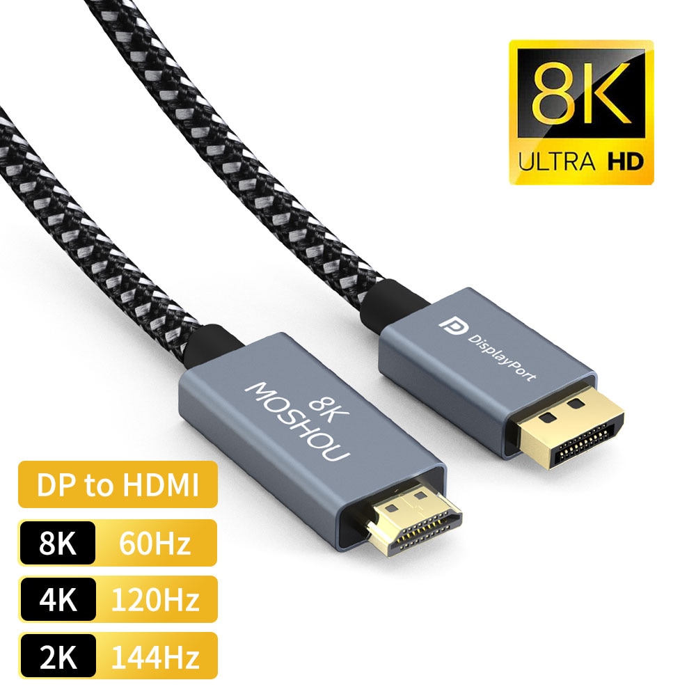 DisplayPort-DP-HDMI ȣȯ ̺, 8K 60Hz 4K 120Hz HD   ̺ ȯ PC TV  Ʈ